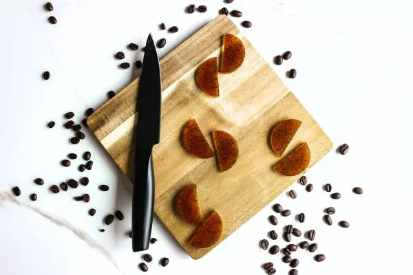 Under Eye Coffee Patches DIY Recipe 23 cutting board with a knife a silicone eye patches
