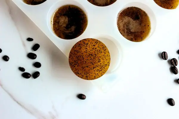 Under Eye Coffee Patches DIY Recipe 22 silicone mold with coffee eye patches in it