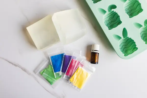ingredients needed to make homemade easter bunny soaps